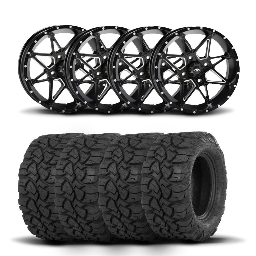 ITP Tornado 14" Matte Black Wheels And Ultra Cross R-Spec Tires [29x11-14]
