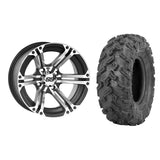 Set of 2 Mounted Wheel and Tire Kit Wheel: 12x7 5+2 4/110 Tire: 27x9-12 6 Ply