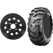 Set of 2 Mounted Wheel and Tire Kit Wheel: 12x7 2+5 4/110 Tire: 25x10-12 6 Ply