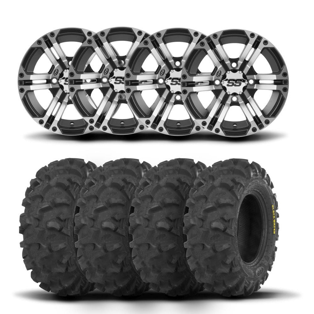 ITP SS212 12" Machined Black Wheels And Blackwater Evolution Tires [27x9-12]