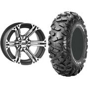 Set of 2 Mounted Wheel and Tire Kit Wheel: 12x7 5+2 4/110 Tire: 25x8-12 6 Ply