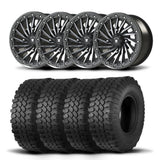 Set of Four Bullite Blade Wheels 14" Gray And Kenda K576A Kongur Tires [30x10R-14]