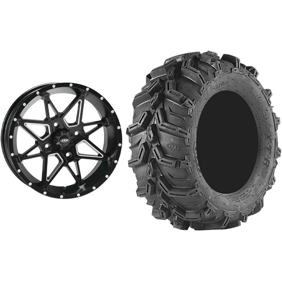 Set of 2 Mounted Wheel and Tire Kit Wheel: 14x7 5+2 4/110 Tire: 27x11-14 6 Ply