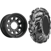 Set of 2 Mounted Wheel and Tire Kit Wheel: 12x7 2+5 4/110 Tire: 25x10-12 6 Ply