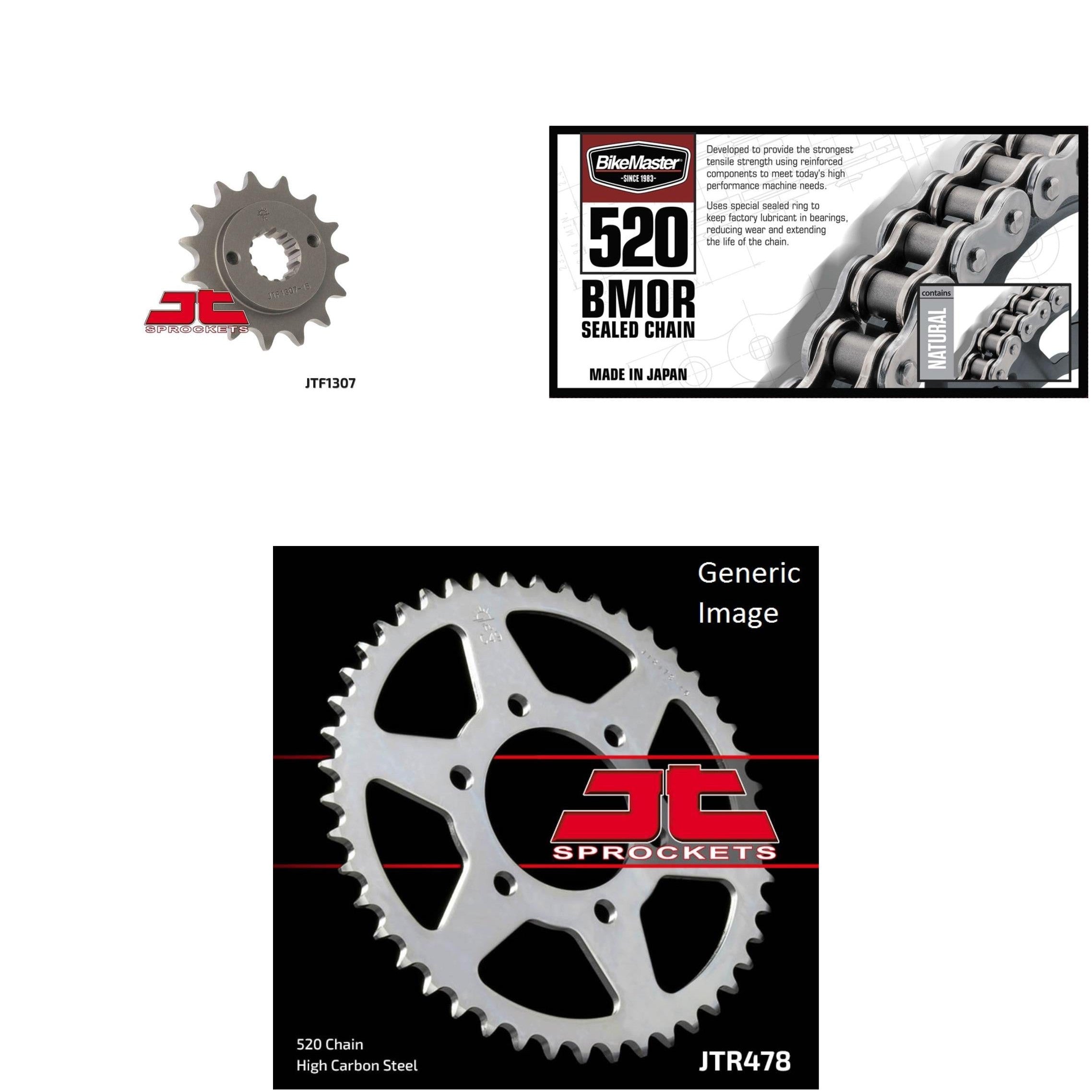 520 BMOR Chain Nat,Front & Rear Sprocket Kit KAW ZX600 Ninja ZX-6RR 2005-2006