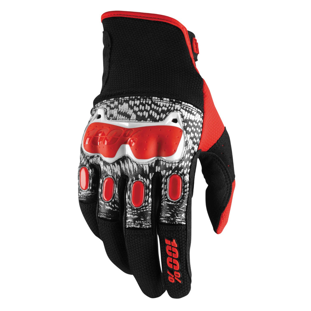 100% Men's Derestricted Gloves Black/White/Red