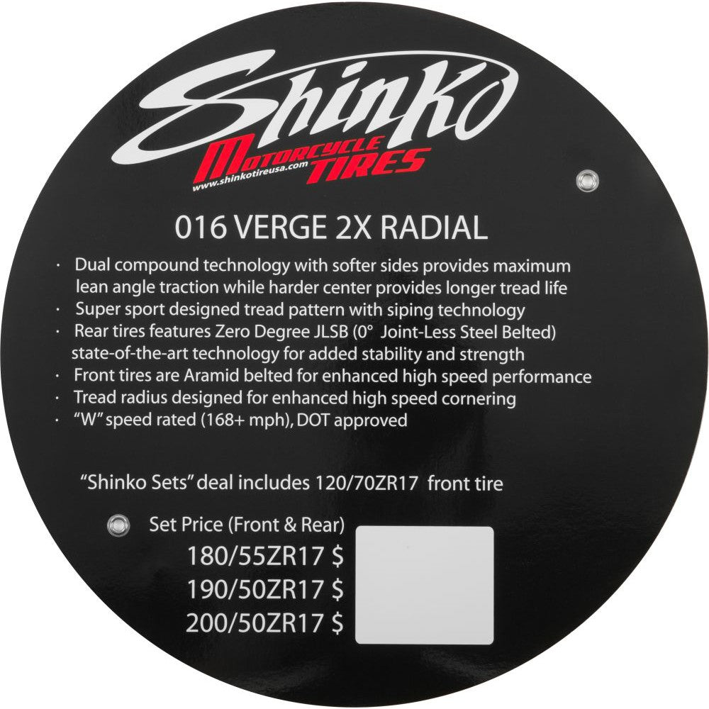 Shinko Shinko Verge 2X Tire Sign