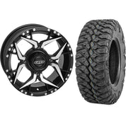 Set of 2 Mounted Wheel and Tire Kit Wheel: 14x7 4+3 4/156 Tire: 28x10-14 8 Ply