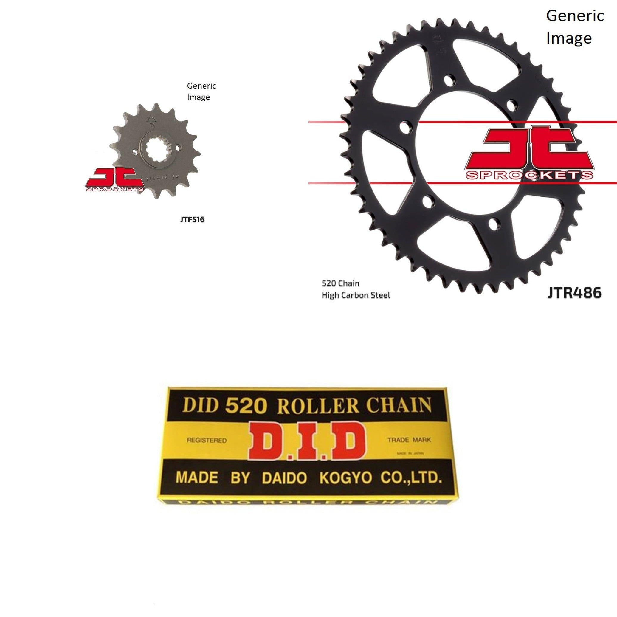 520 Chain,Front & Rear Sprocket Kit KAWASAKI EX250-F Ninja 250R 2006-2007