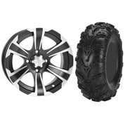 Set of 2 Mounted Wheel and Tire Kit Wheel: 12x7 5+2 4/110 Tire: 27x9-12 6 Ply