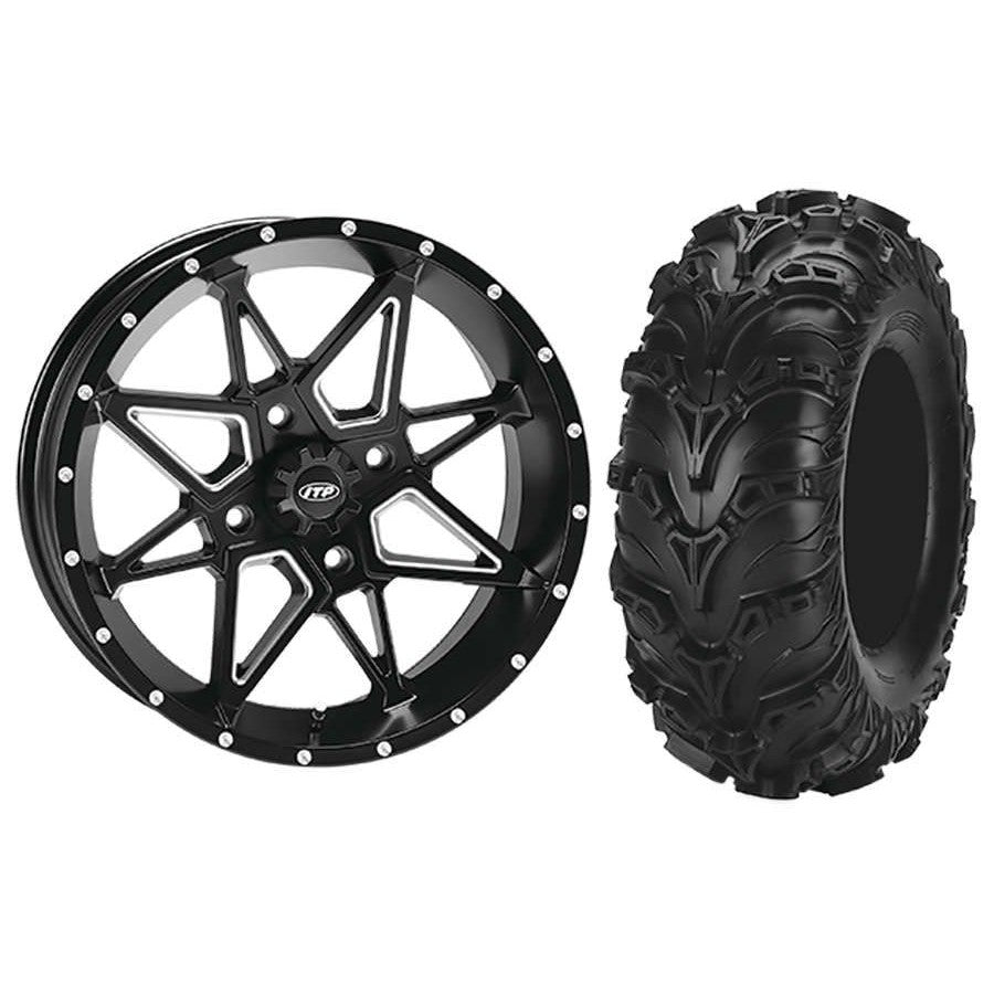 Set of 2 Mounted Wheel and Tire Kit Wheel: 14x7 4+3 4/156 Tire: 27x11-14 6 Ply