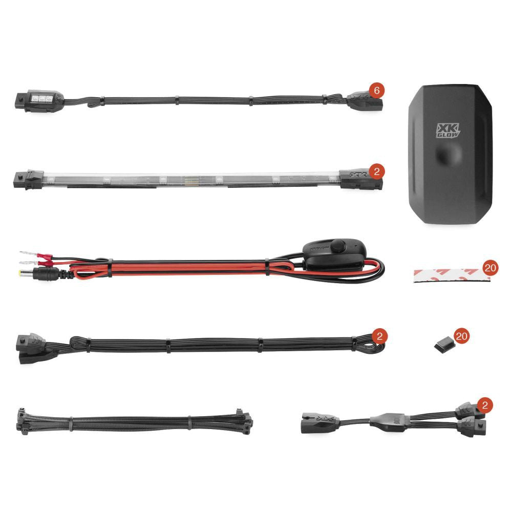 XK Glow 6 Pod 2 Strip Mini Light Kit - KS-MOTO-MINI