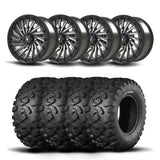 Juego de cuatro ruedas Bullite Blade de 14" grises y neumáticos Kenda K3201 Mastodon HT [28x9R-14]