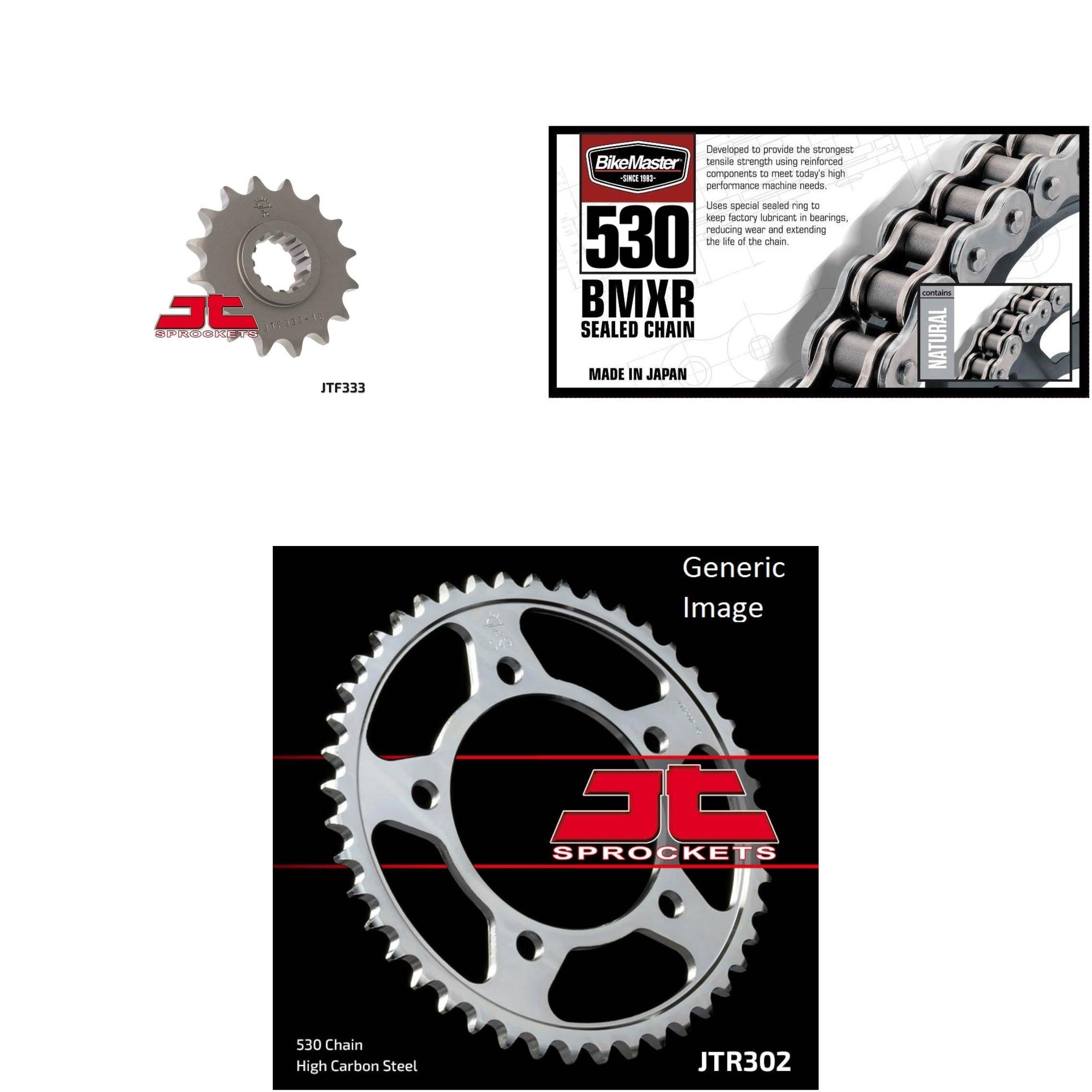 530 BMXR Chain Nat,Front & Rear Sprocket Kit HONDA VTR1000F Super Hawk 1998-2006