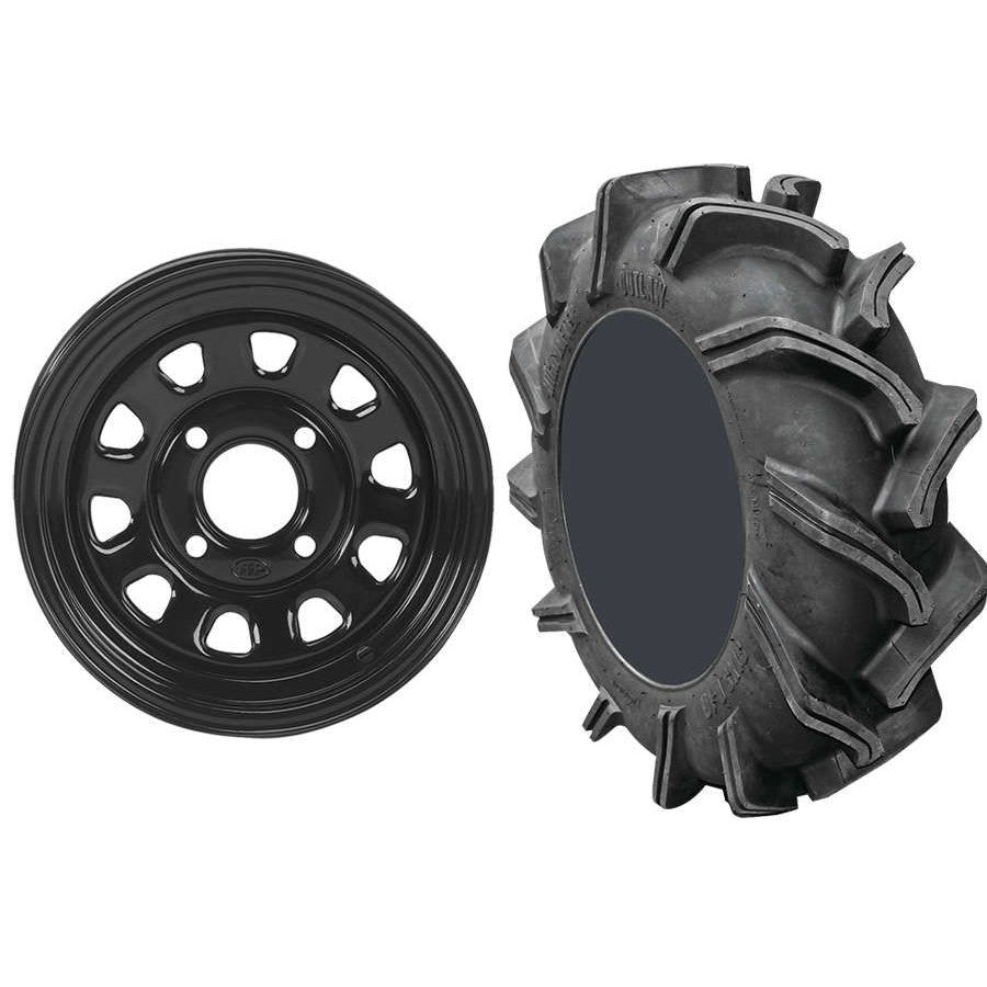 Set of 2 Mounted Wheel and Tire Kit Wheel: 20x6.5 4+2.5 4/156 Tire: 28x9-14 6 Ply