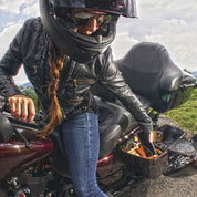 Hardstreet Ryt-There Saddlebag Shelf Set For Indian Chieftain, Roadmaster 2014-2021 Round Double-Hinged Charcoal