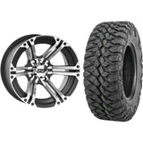 Set of 2 Mounted Wheel and Tire Kit Wheel: 12x7 5+2 4/110 Tire: 25x10-12 8 Ply
