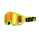 100% Gen1 Accuri Goggles Fluorescent Yellow with Red Mirror Lens - 50210-004-02