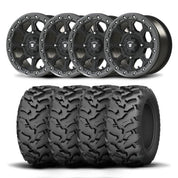 Set of Four Bullite Ruler Wheels 15" Gray And Kenda K3203 Mastodon AT Tires [35x10R-15]