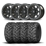 Set of Four Bullite Ruler Wheels 15" Gray And Kenda K3203 Mastodon AT Tires [35x10R-15]