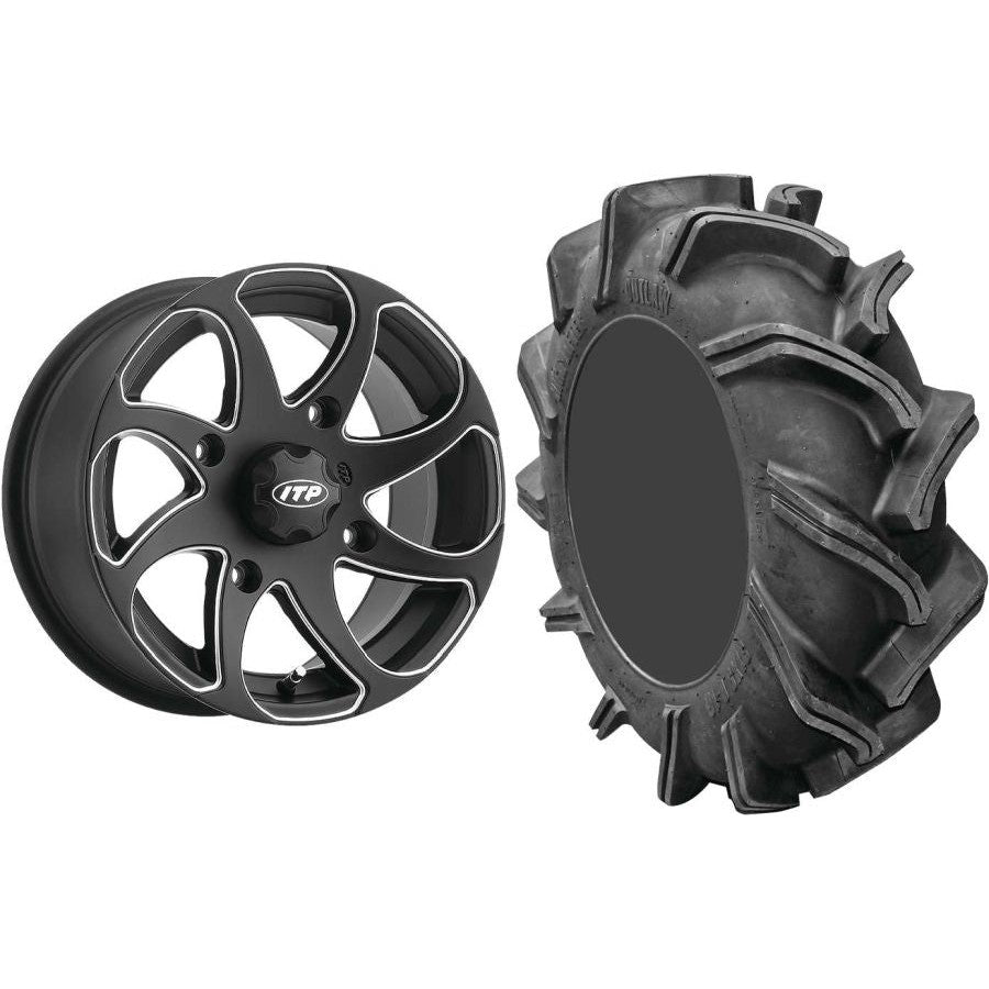 Set of 2 Mounted Wheel and Tire Kit Wheel: 14x7 5+2 4/110 Tire: 28x9-14 6 Ply