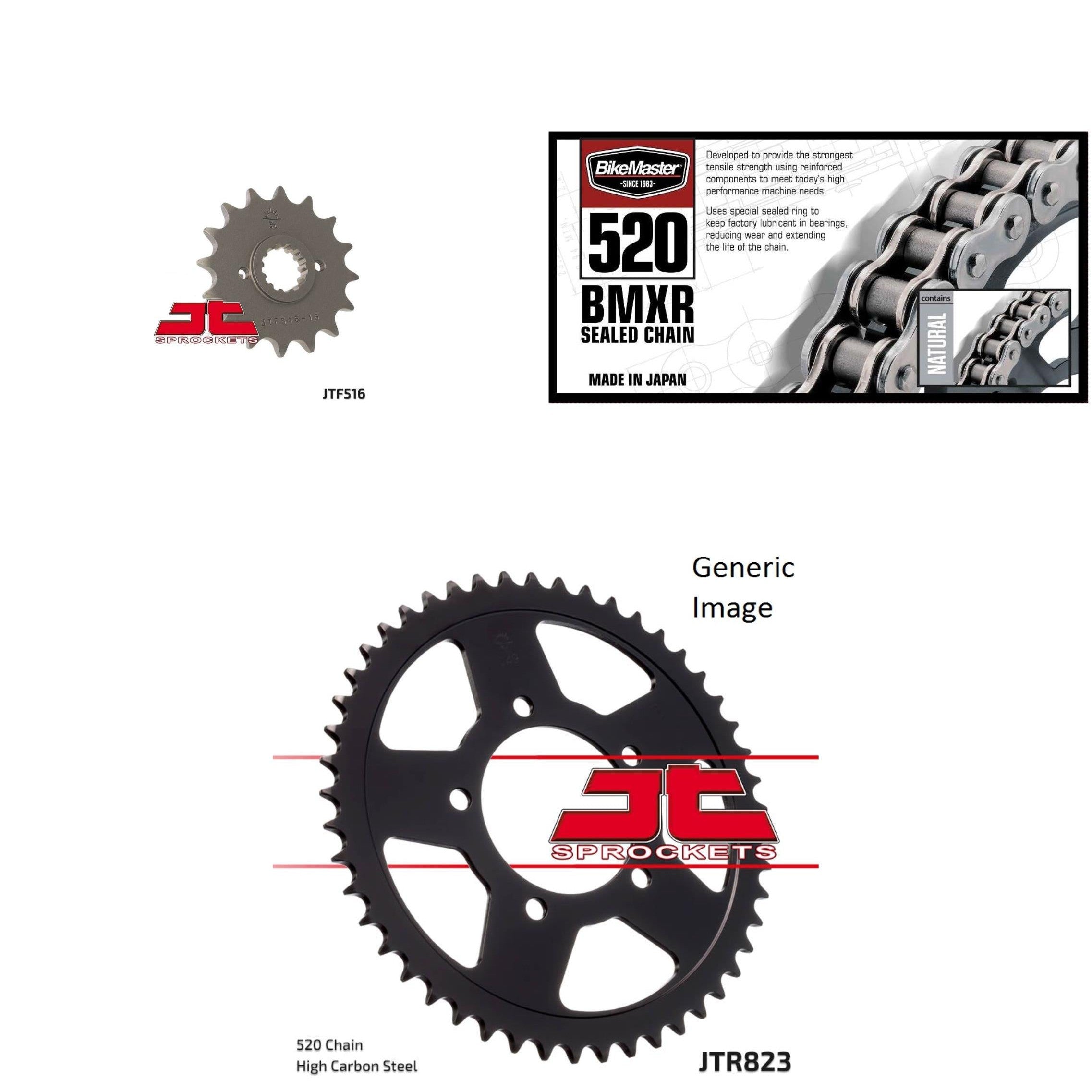 520 BMXR Chain Natural, Front & Rear Sprocket Kit for SUZUKI GS500E 1994-2002