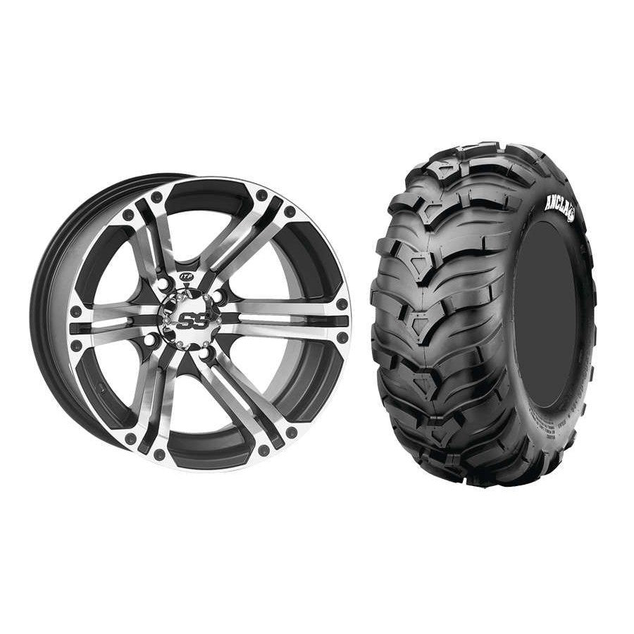 Set of 2 Mounted Wheel and Tire Kit Wheel: 12x7 5+2 4/110 Tire: 27x11-12 6 Ply