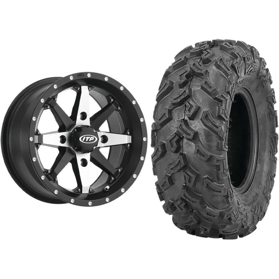 Set of 2 Mounted Wheel and Tire Kit Wheel: 14x7 5+2 4/110 Tire: 27x11-14 6 Ply