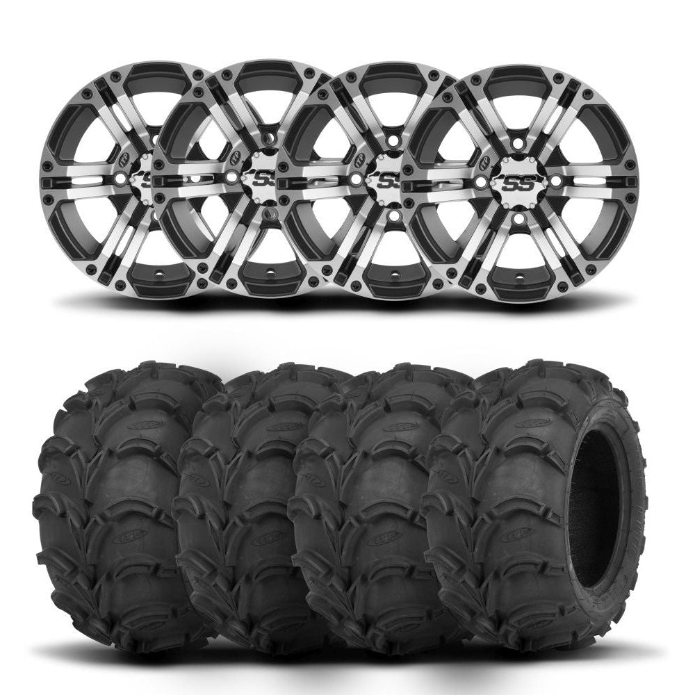 ITP SS212 14" Machined Black Wheels And Mud Lite Tires [28x12-14]