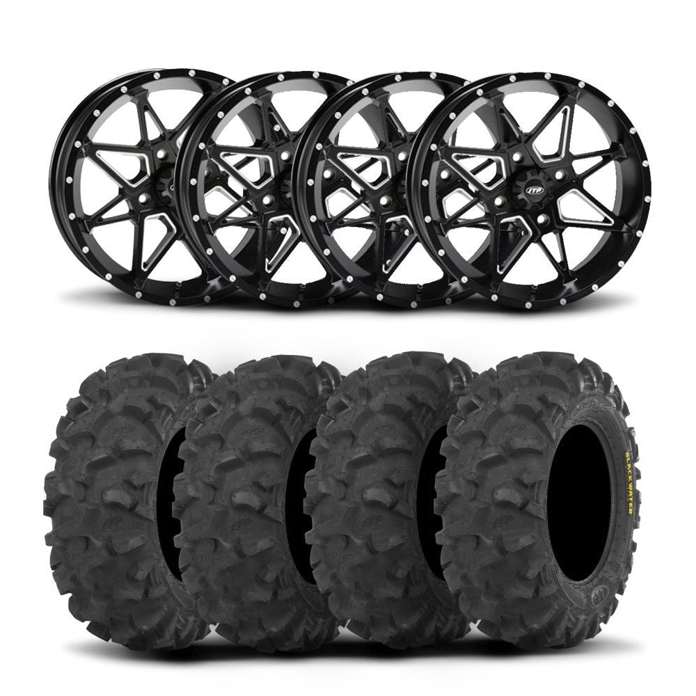 ITP Tornado 15" Matte Black Wheels And Blackwater Evolution Tires [30x10-15]