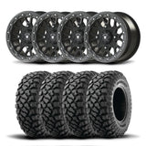 Juego de cuatro rines Bullite Rider de 15" grises y neumáticos Kenda K3204R Klever XT [32x10R-15]
