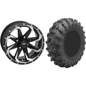 Set of 2 Mounted Wheel and Tire Kit Wheel: 14x7 5+2 4/137 Tire: 27x9-14 8 Ply