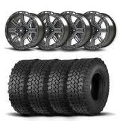 Set of Four Bullite Lancer Wheels 14" Black And Kenda K576A Kongur Tires [30x10R-14]