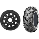 Set of 2 Mounted Wheel and Tire Kit Wheel: 12x7 5+2 4/110 Tire: 26x11-12 6 Ply