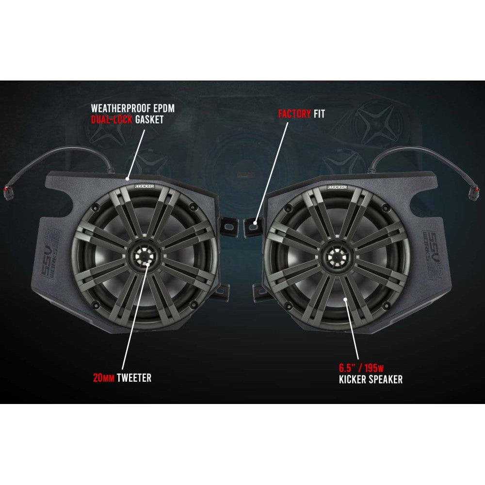 SSV Works Bluetooth Overhead Sound System With Front 6.5" Unloaded Speaker Pods