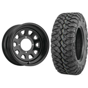 Set of 2 Mounted Wheel and Tire Kit Wheel: 12x7 4+3 4/110 Tire: 25x8-12 8 Ply