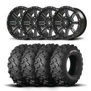 Set of Four Bullite Lancer Wheels 14" Black And Kenda K3203 Mastodon AT Tires [32x10R-14]