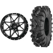 Set of 2 Mounted Wheel and Tire Kit Wheel: 14x7 4+3 4/156 Tire: 27x10-14 6 Ply