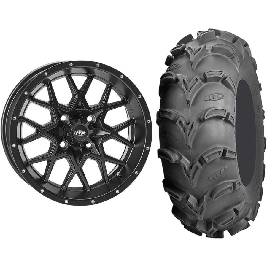 Set of 2 Mounted Wheel and Tire Kit Wheel: 14x7 5+2 4/110 Tire: 28x10-14 6 Ply