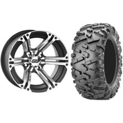 Set of 2 Mounted Wheel and Tire Kit Wheel: 12x7 5+2 4/110 Tire: 26x9-12 6 Ply