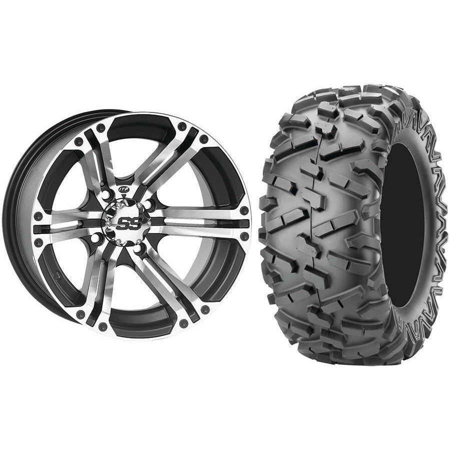 Set of 2 Mounted Wheel and Tire Kit Wheel: 12x7 5+2 4/110 Tire: 26x9-12 6 Ply