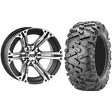 Set of 2 Mounted Wheel and Tire Kit Wheel: 12x7 5+2 4/110 Tire: 26x9-12 6 Ply