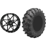 Set of 2 Mounted Wheel and Tire Kit Wheel: 14x7 4+3 4/156 Tire: 27x9-14 8 Ply