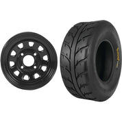 Set of 2 Mounted Wheel and Tire Kit Wheel: 12x7 4+3 4/156 Tire: 25x10-12 6 Ply