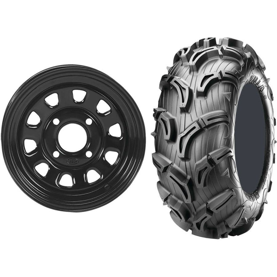 Set of 2 Mounted Wheel and Tire Kit Wheel: 12x7 4+3 4/156 Tire: 26x11-12 6 Ply