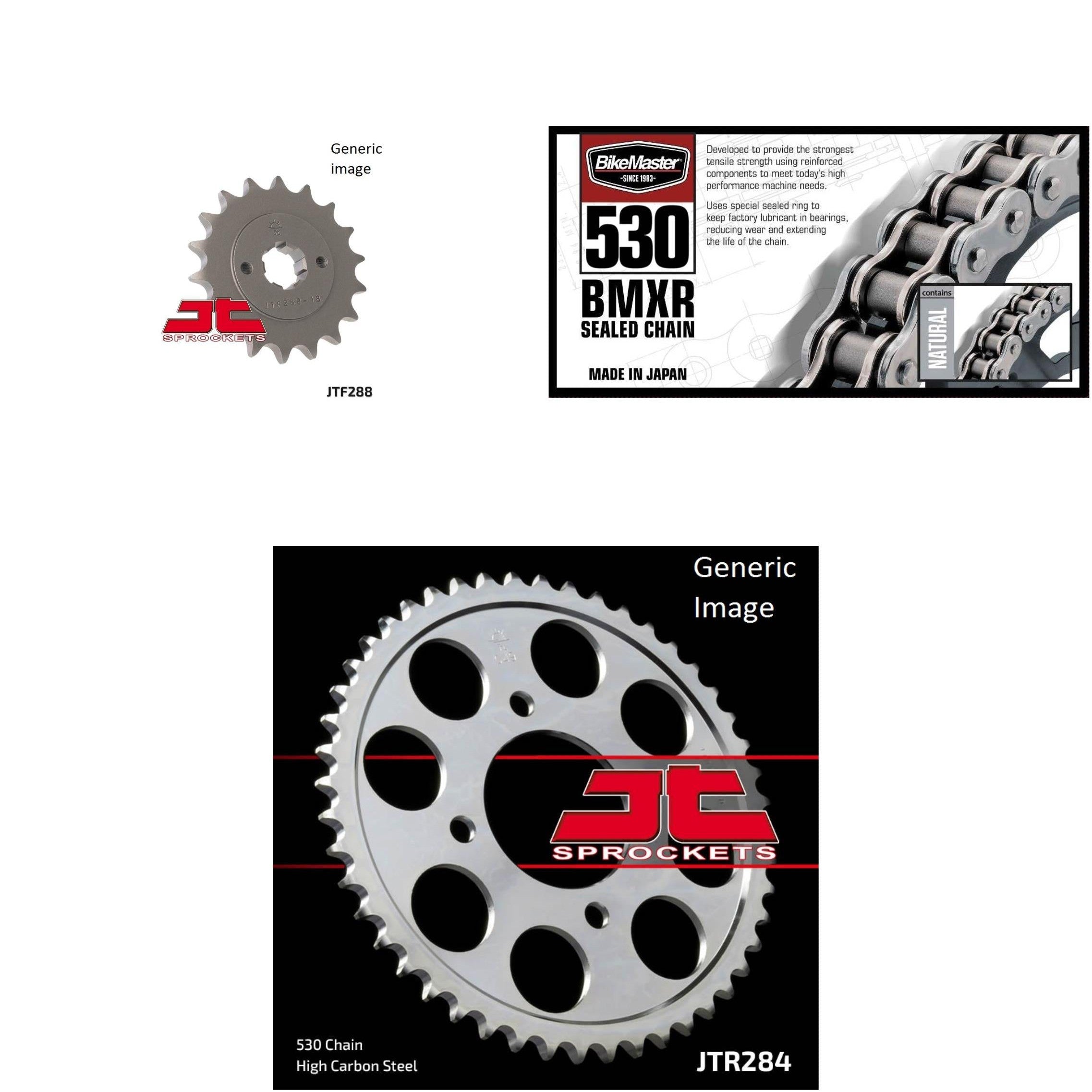 530 BMXR Chain Natural, Front & Rear Sprocket Kit for HONDA CB750F 1975-1976