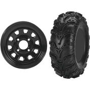 Set of 2 Mounted Wheel and Tire Kit Wheel: 12x7 5+2 4/137 12mm Tire: 27x9-12 6 Ply