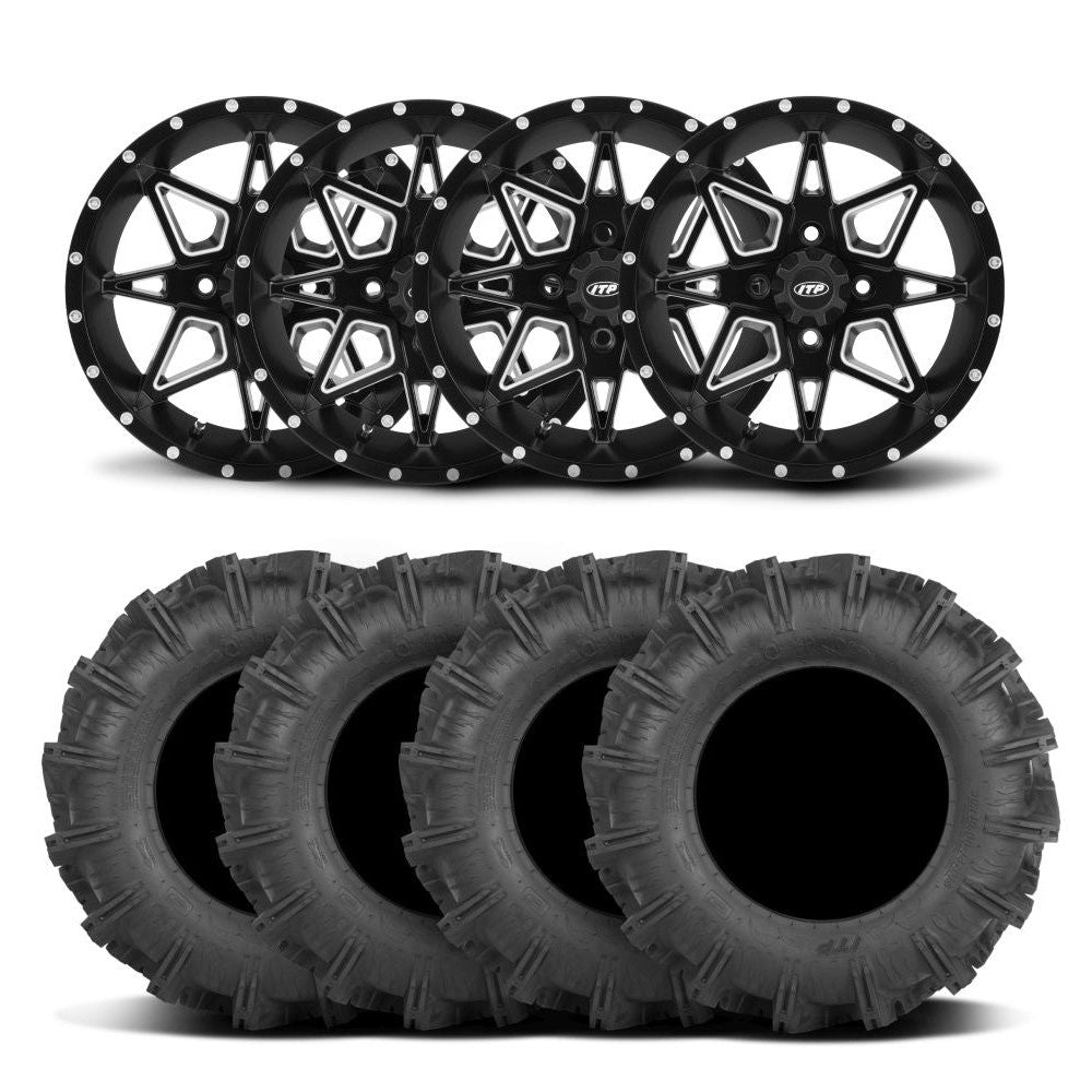ITP Tornado 15" Matte Black Wheels And Cryptid Tires [32x10-15]