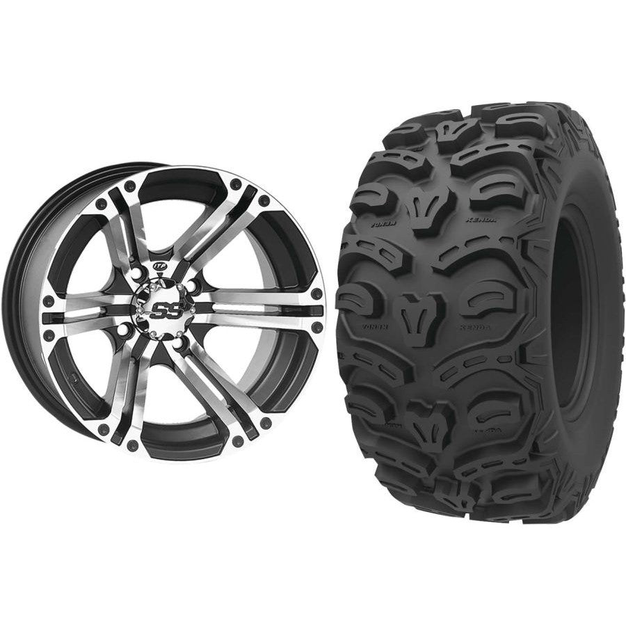 Set of 2 Mounted Wheel and Tire Kit Wheel: 12x7 2+5 4/110 Tire: 26x11-12 8 Ply