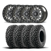 Set of Four Bullite Rider Wheels 15" Gray And Kenda K3204R Klever XT Tires [32x10R-15]